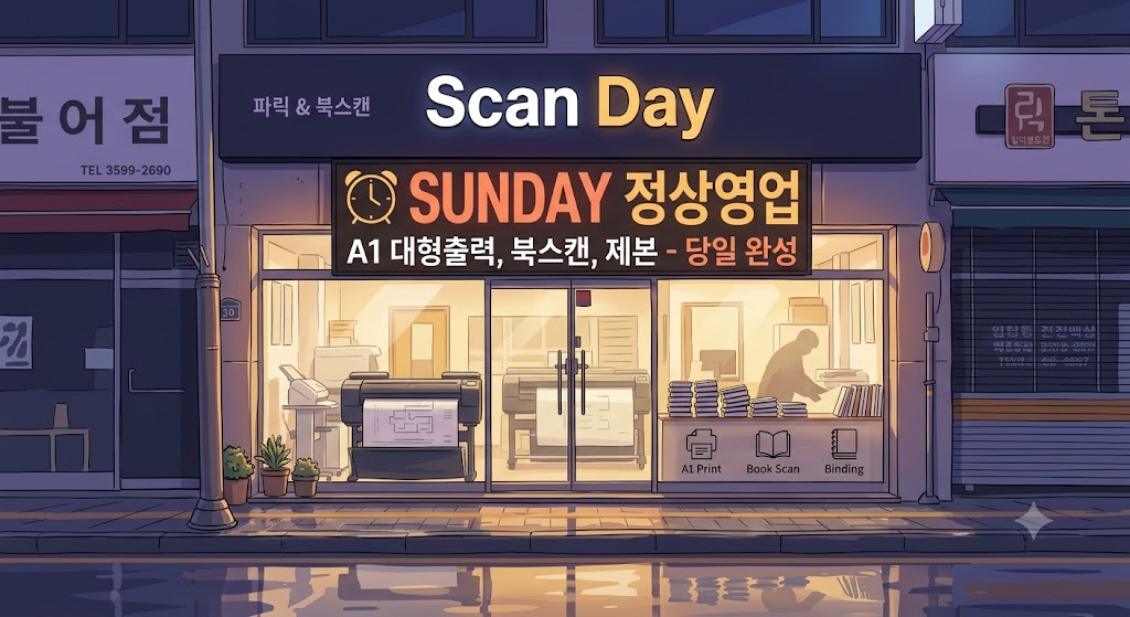 스캔데이 일요일 정상 영업 당일 완성